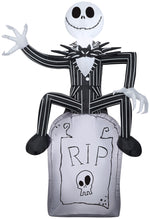 Load image into Gallery viewer, Gemmy Airblown Inflatable Jack Skellington on Tombstone Disney, 3.5 ft Tall, Multicolored
