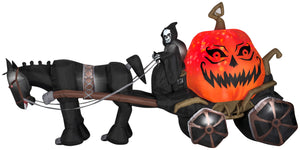 14 ft. Projection Inflatable-Fire and Ice Grim Reaper Carriage Outdoor Yard Halloween Decor