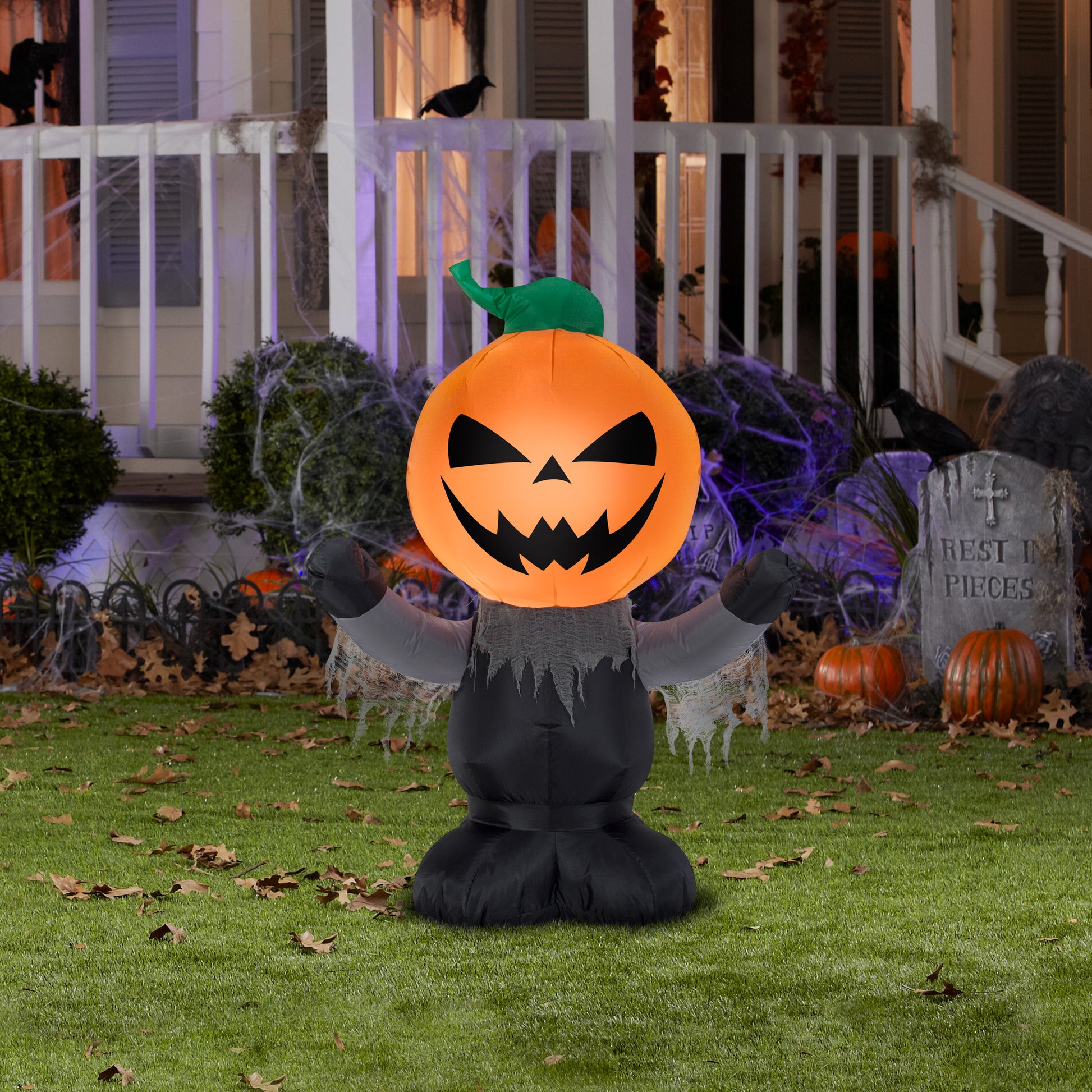 3.5' Scary Pumpkin Reaper Halloween Inflatable lifestyle