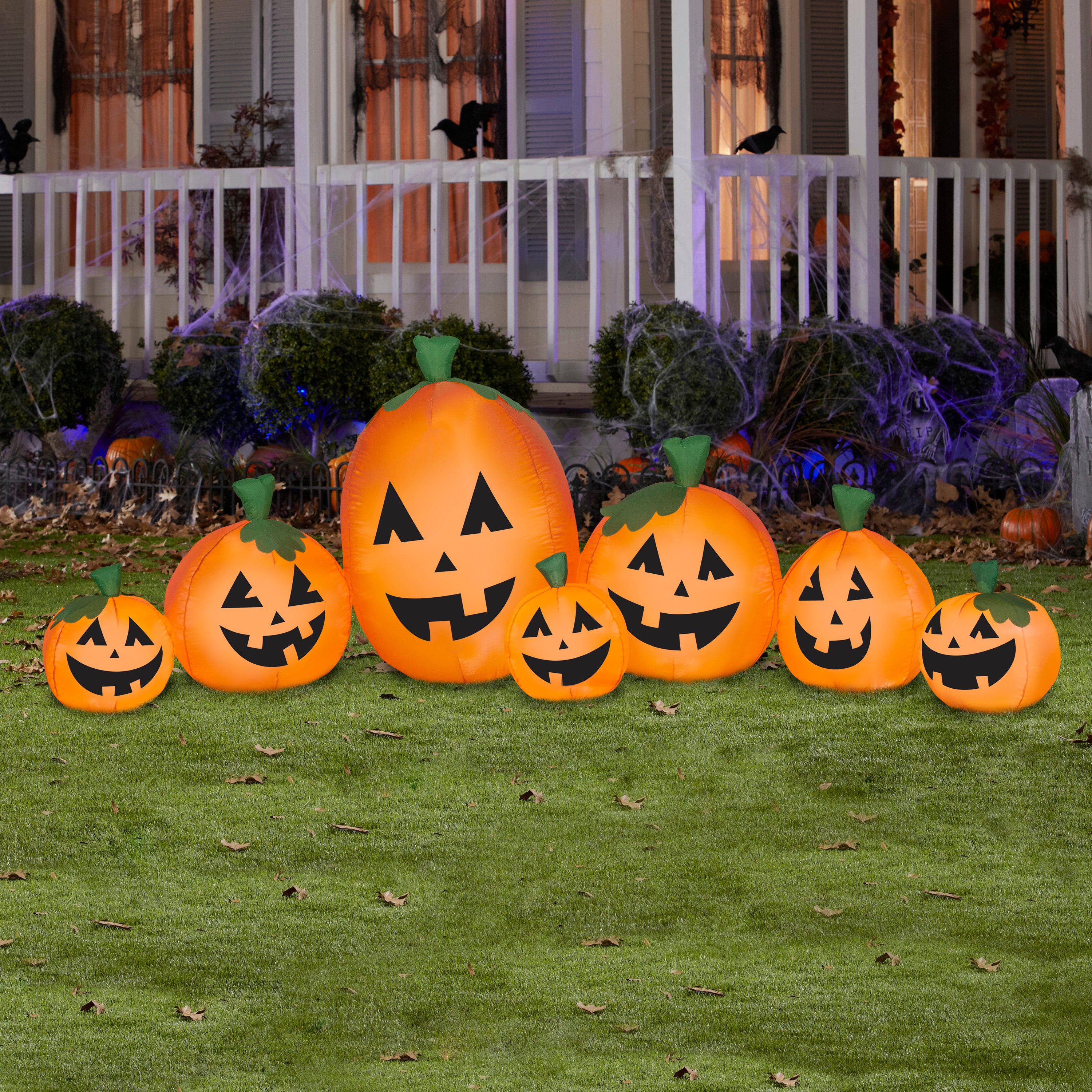 9' Wide Airblown Harvest Pumpkin Collection Scene Halloween Inflatable