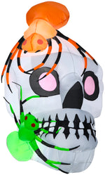 Load image into Gallery viewer, Gemmy Airblown Skull With Spiders, 5.5 ft Tall, White

