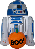 Load image into Gallery viewer, 3&#39; Airblown R2 D2 w/ Boo Pumpkin Star Wars Halloween Inflatable
