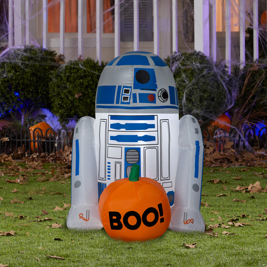 3' R2 D2 w/ Boo Pumpkin Star Wars Halloween Inflatable lifestyle