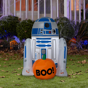 3' Airblown R2 D2 w/ Boo Pumpkin Star Wars Halloween Inflatable