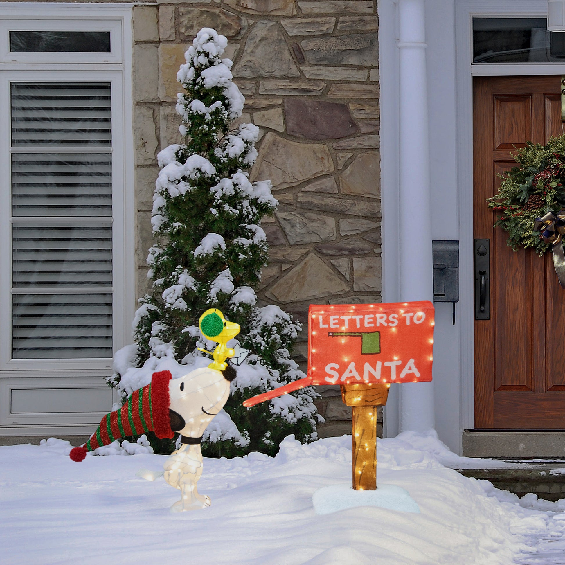 42-Inch Peanuts Letters-to-Santa 3-Piece Pre-Lit Yard Art Set lifestyle
