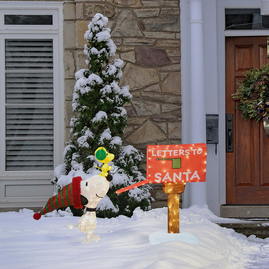 42-Inch Peanuts Letters-to-Santa 3-Piece Pre-Lit Yard Art Set lifestyle