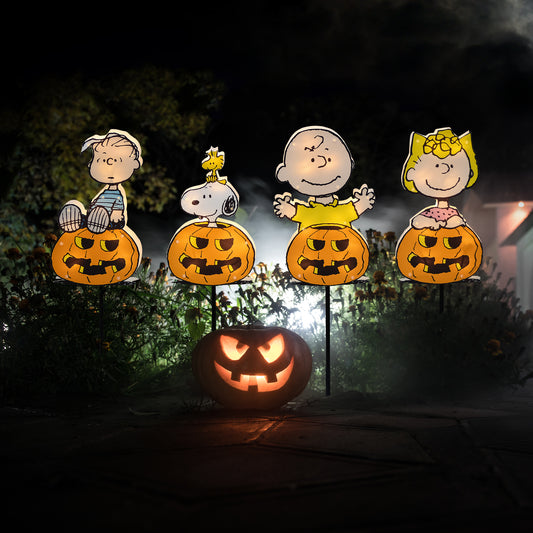 Peanuts 26in Peanuts PreLit PVC Pathway Markers 4count Great Pumpkin Gang, Orange lifestyle