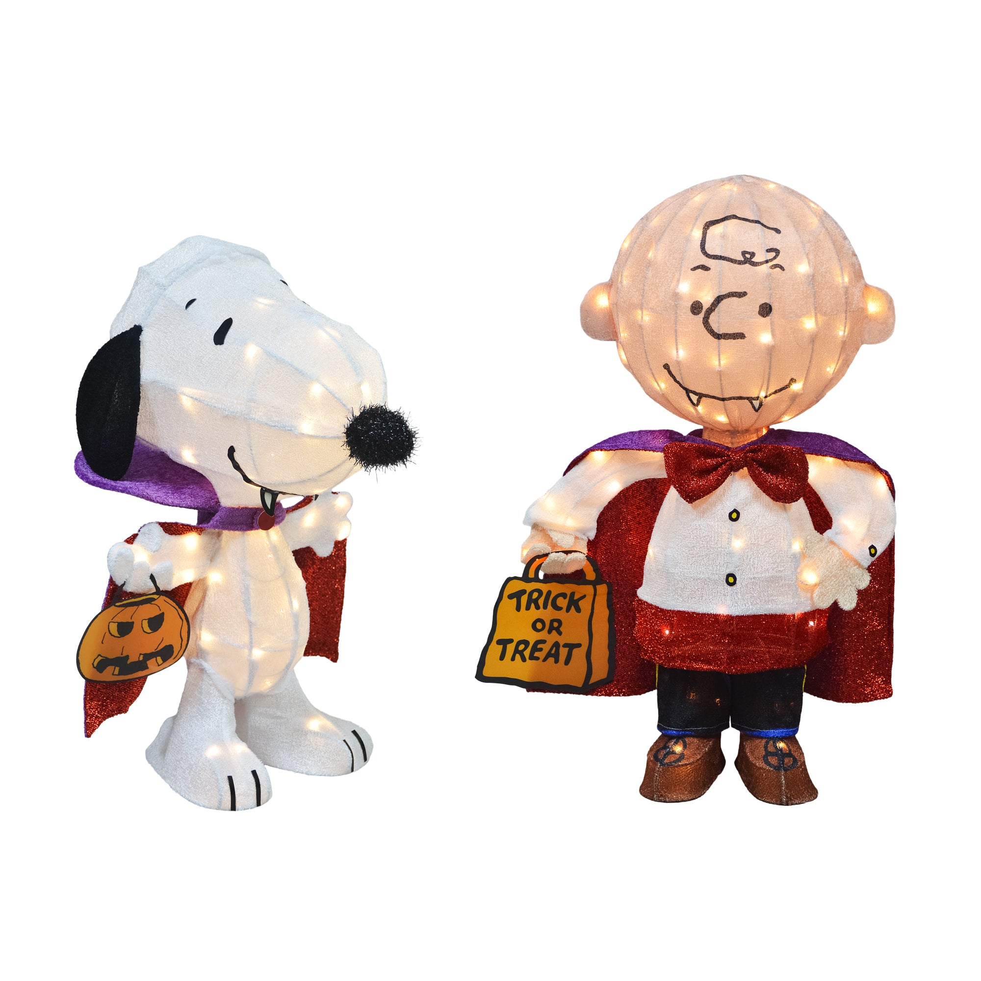 Peanuts Set of Two Peanuts 3D PreLit LED Yard Art Vampires, White