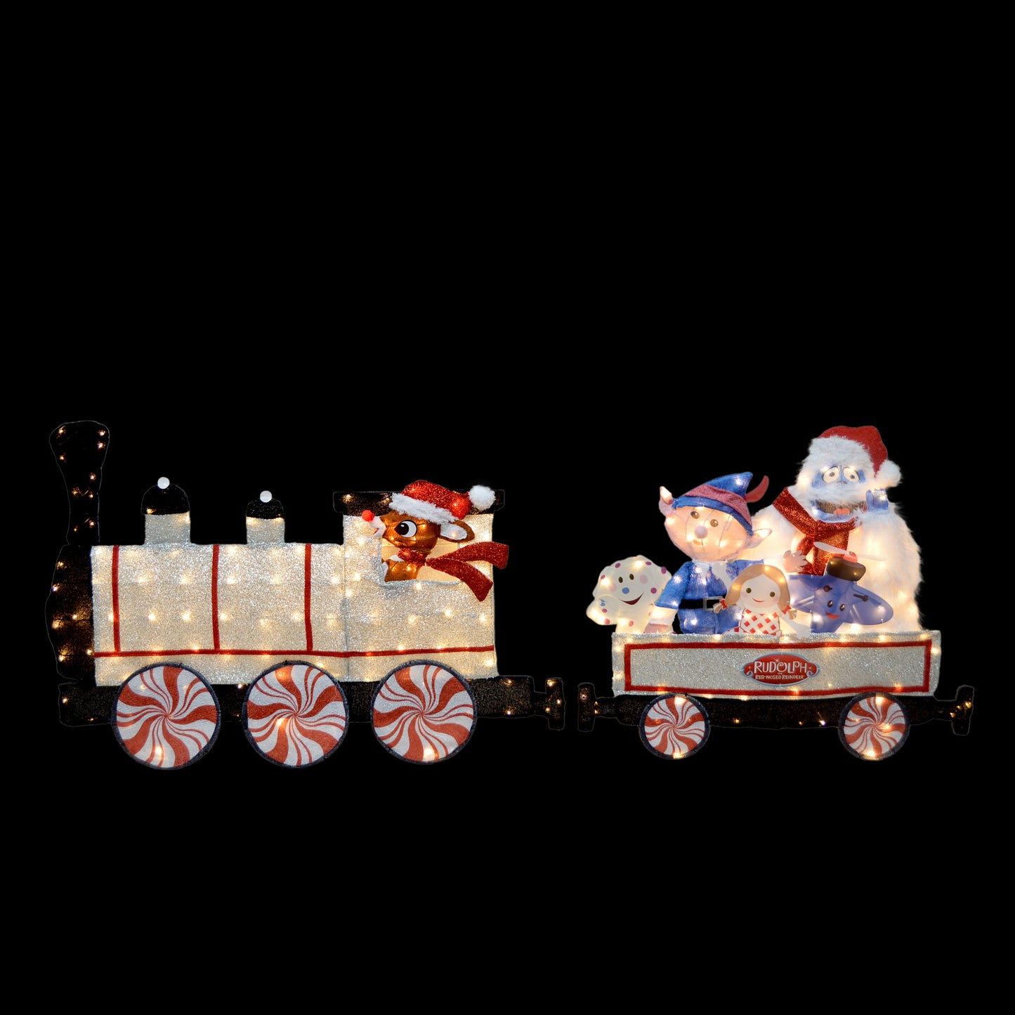 79-Inch Rudolph Pre-Lit LED 2D Yard Art Two-Piece Train Set Christmas Décor image 4