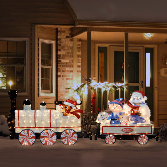 79-Inch Rudolph Pre-Lit LED 2D Yard Art Two-Piece Train Set Christmas Décor lifestyle