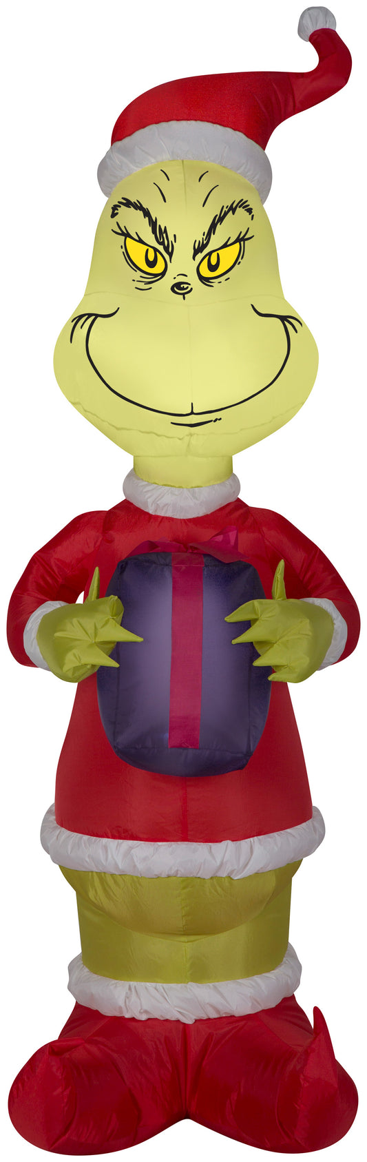Christmas Inflatable Grinch w/Present Dr. Seuss, 4 ft Tall