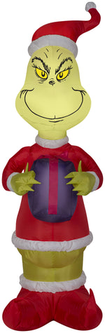 Load image into Gallery viewer, Gemmy Christmas Airblown Inflatable Grinch w/Present Dr. Seuss, 4 ft Tall, Multicolored
