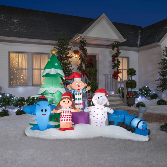 9.5' Wide Misfit Toys Scene Christmas Inflatable lifestyle