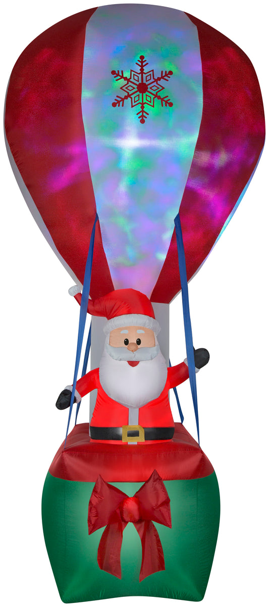 12' Santa in Hot Air Balloon w/Northern Sky Light Show Christmas Inflatable