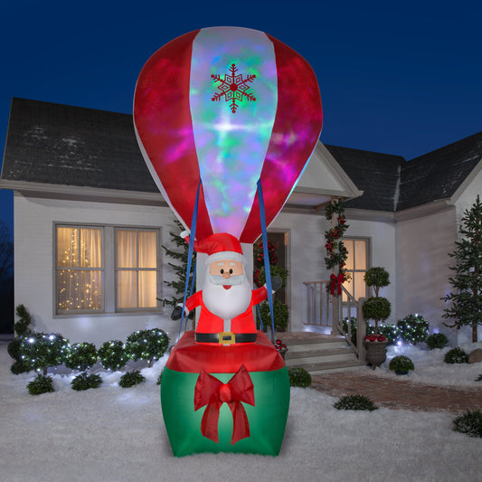 12' Santa in Hot Air Balloon w/Northern Sky Light Show Christmas Inflatable lifestyle