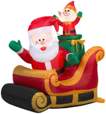 Load image into Gallery viewer, Gemmy Christmas Airblown Inflatable Inflatable Santa and Elf in Sleigh, 3.5 ft Tall, red
