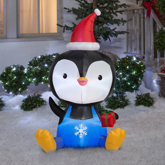 5' Big Head Penguin Christmas Inflatable lifestyle
