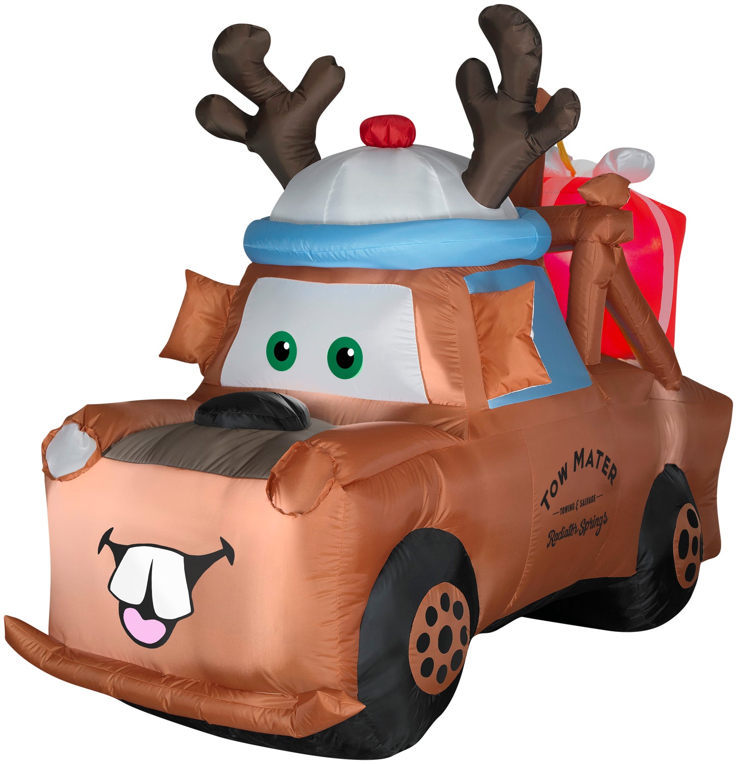 6' Lighted Mater with Reindeer Hat and Present