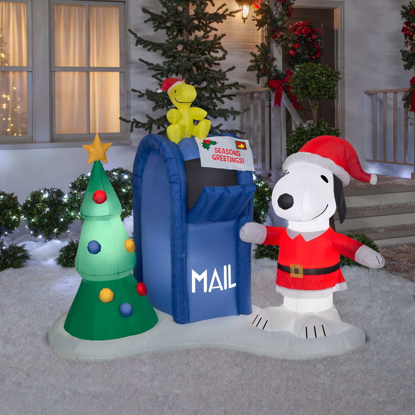 6.5' Snoopy and Woodstock w/Mailbox Scene Peanuts Christmas Inflatable lifestyle