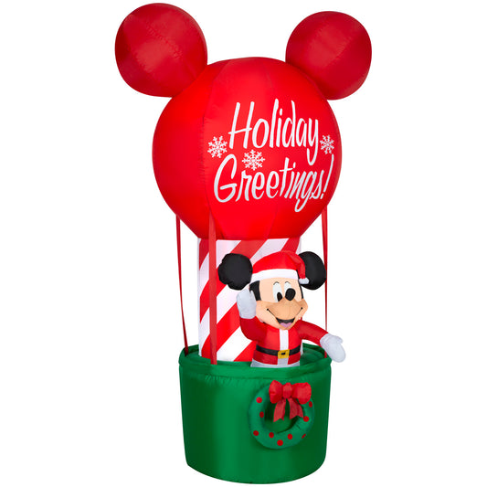 Christmas Inflatable Mickey Mouse in Hot Air Balloon, 7 ft Tall