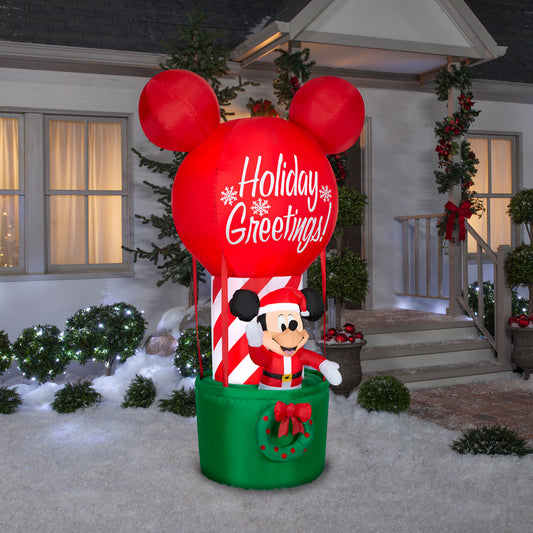 Christmas Inflatable Mickey Mouse in Hot Air Balloon, 7 ft Tall lifestyle