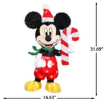 Load image into Gallery viewer, Gemmy Disney Mickey with Candy Cane Tinsel Yard Sculpture, 32-Inch, Pre-Lit LED Christmas Decor
