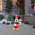 Load image into Gallery viewer, Gemmy Disney Mickey with Candy Cane Tinsel Yard Sculpture, 32-Inch, Pre-Lit LED Christmas Decor

