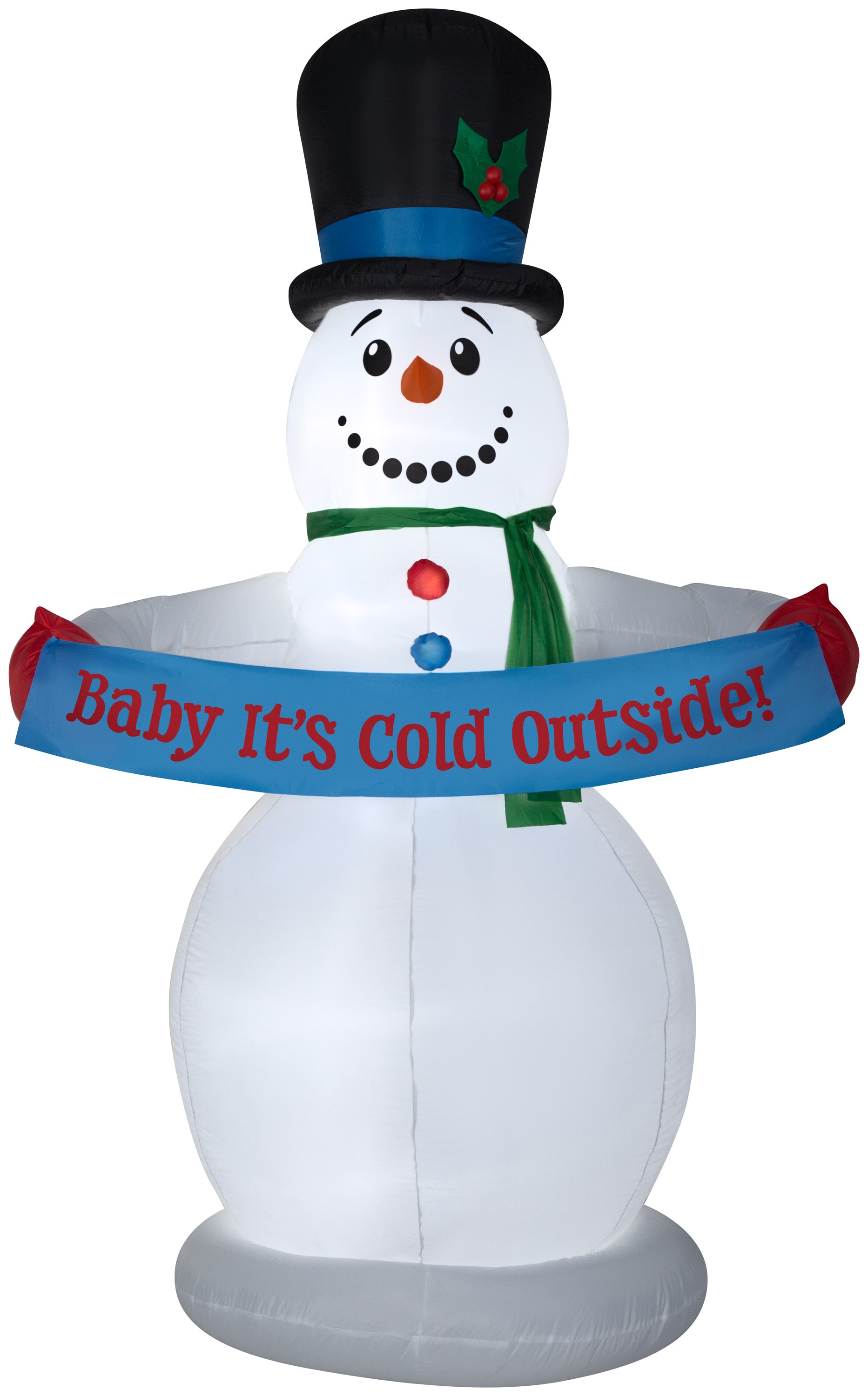 8' Animated Snowman w/Banner Christmas Inflatable