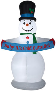 8' Animated Airblown Snowman w/Banner Christmas Inflatable