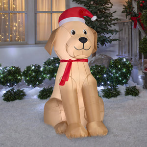 6' Airblown Golden Retriever Christmas Inflatable