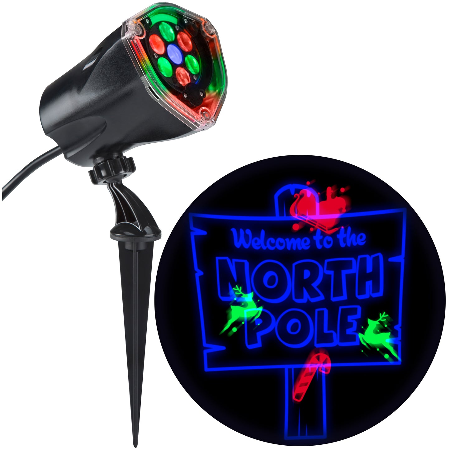 Red & Blue North Pole Lightshow Projection
