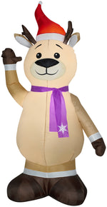 Load image into Gallery viewer, 7&#39; Airblown Reindeer w/Scarf Christmas Inflatable
