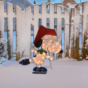 Peanuts 32 Peanuts LED L2D PreLit Yard Decor Sport Snoopy Skating, White