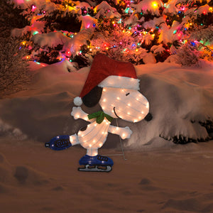 Peanuts 32 Peanuts LED L2D PreLit Yard Decor Sport Snoopy Skating, White