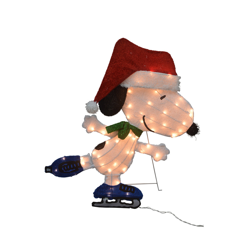 Peanuts 32 Peanuts LED L2D PreLit Yard Decor Sport Snoopy Skating, White