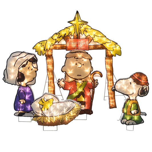 Peanuts 32 Peanuts 2D LED PreLit Yard Art Nativity Pageant 5pc Set