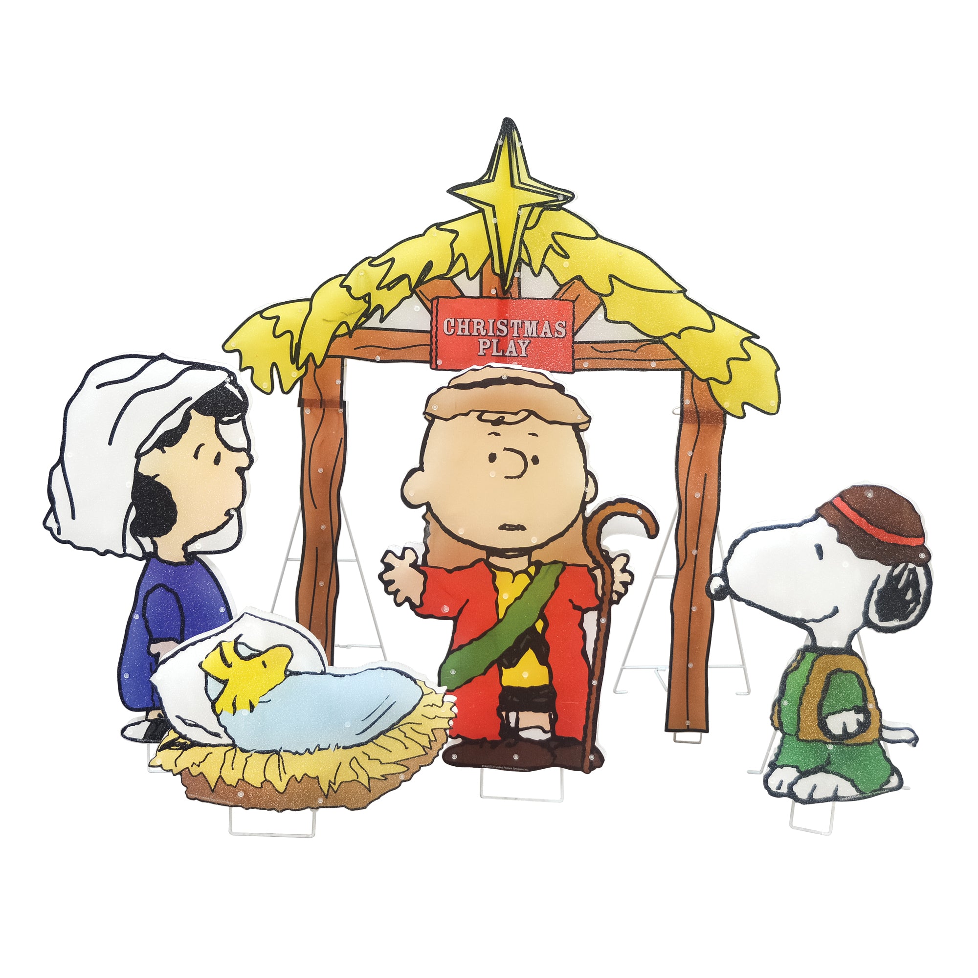 Peanuts 32 Peanuts 2D LED PreLit Yard Art Nativity Pageant 5pc Set, Multi