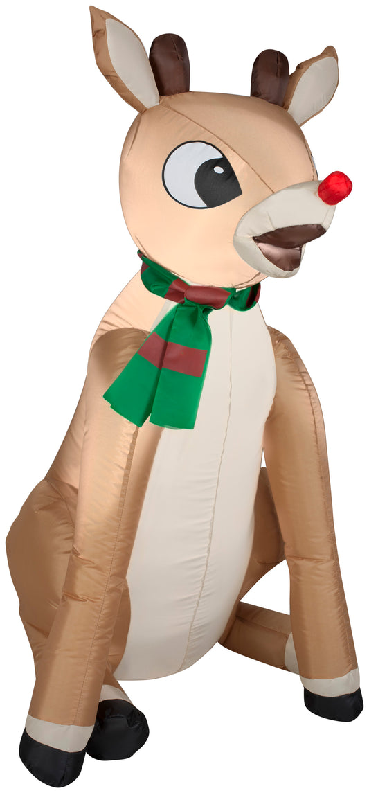 Inflatable Inflatable Rudolph the Red Nosed Reindeer with Striped Scarf, 3.5 ft Tall