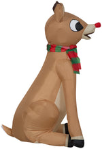Load image into Gallery viewer, Gemmy Airblown Inflatable Inflatable Rudolph the Red Nosed Reindeer with Striped Scarf, 3.5 ft Tall
