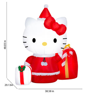 Gemmy Christmas Airblown Inflatable Hello Kitty w/Presents Scene , 4 ft Tall, White