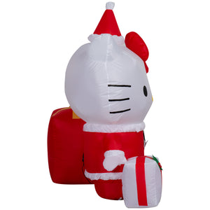 Gemmy Christmas Airblown Inflatable Hello Kitty w/Presents Scene , 4 ft Tall, White