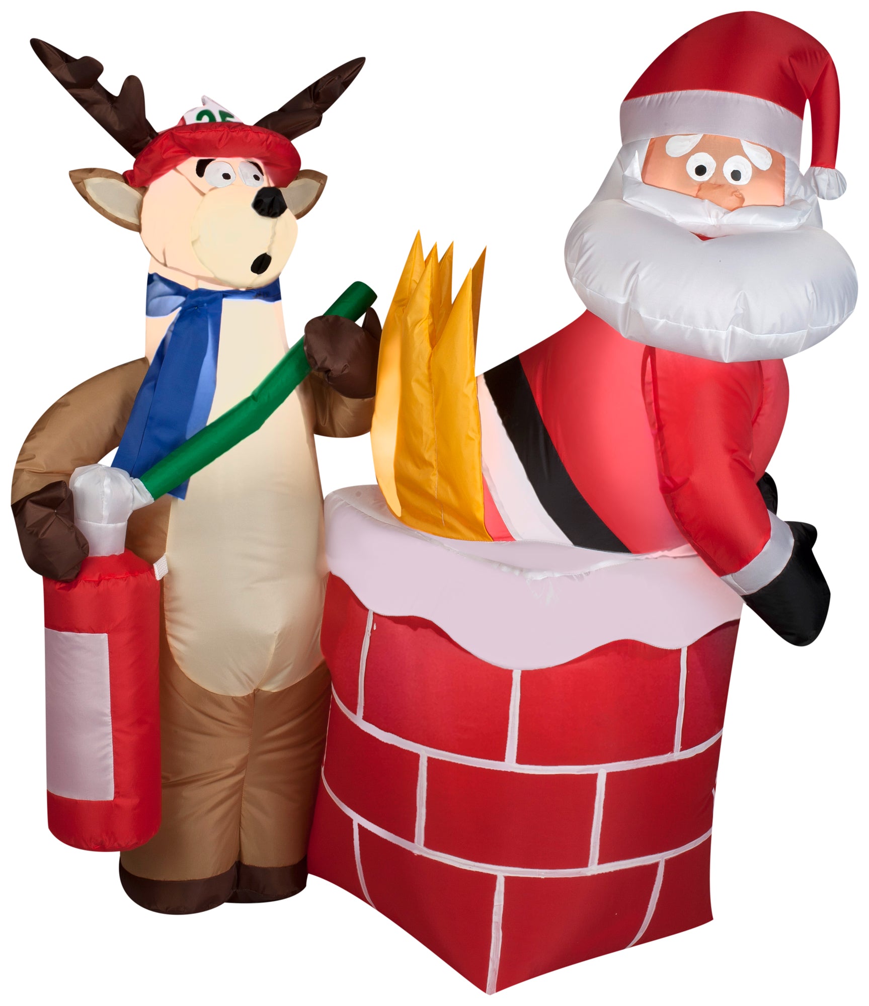 4' Airblown Santa on Fire Comical Christmas Inflatable
