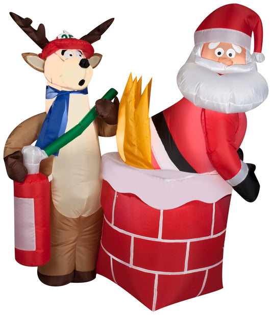 4' Santa on Fire Comical Christmas Inflatable