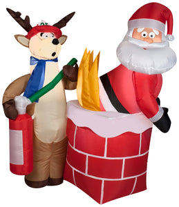 4' Airblown Santa on Fire Comical Christmas Inflatable