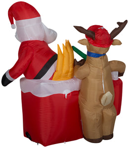 4' Airblown Santa on Fire Comical Christmas Inflatable