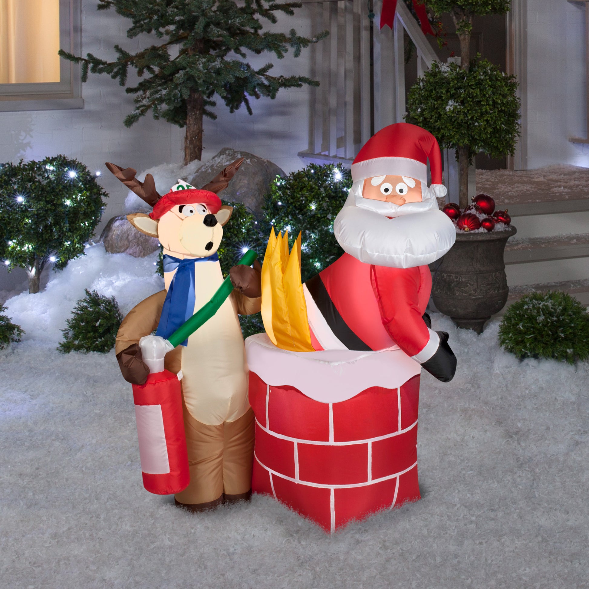 4' Santa on Fire Comical Christmas Inflatable lifestyle
