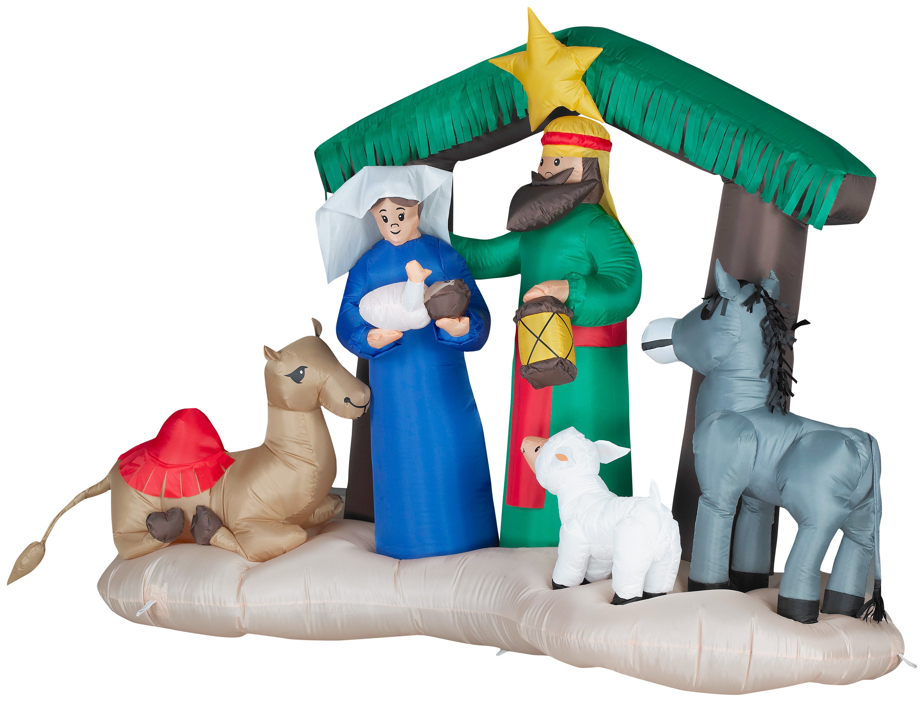 Gemmy Christmas Airblown Inflatable Inflatable Nativity Scene, 4.5 ft Tall, green