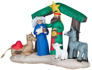 Gemmy Christmas Airblown Inflatable Inflatable Nativity Scene, 4.5 ft Tall, green