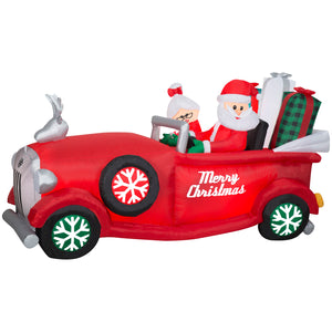 Gemmy Animated Christmas Inflatable Santa and Mrs. Claus in Red Car, 4 ft Tall, Multi