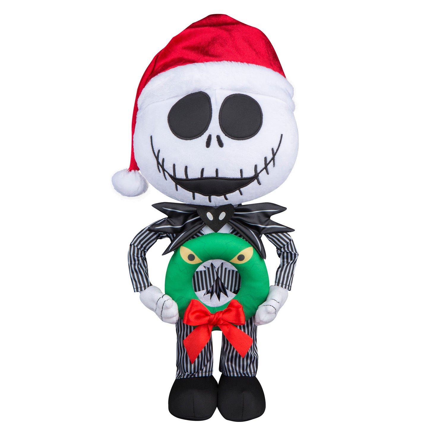 Jack Skellington in Pinstripe Suit with Monster Wreath Christmas Porch Greeter